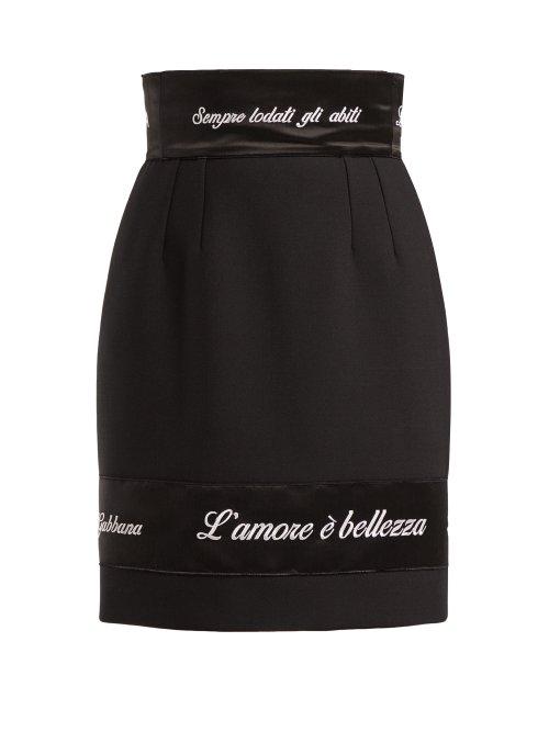 Matchesfashion.com Dolce & Gabbana - L'amore  Bellezza Appliqud Skirt - Womens - Black