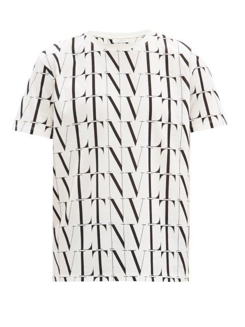 Matchesfashion.com Valentino - Logo-print Cotton-jersey T-shirt - Mens - White Black