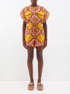 Zimmermann - Cire Drawstring Jacquard Cotton-terry Playsuit - Womens - Pink Yellow