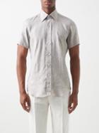 Thom Sweeney - Lecce Linen Short-sleeved Shirt - Mens - Brown