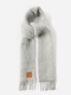 Loewe - Anagram-patch Fringed Mohair-blend Scarf - Womens - Light Grey