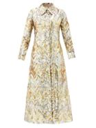 Matchesfashion.com Ashish - Single-breasted Zigzag-sequin Georgette Coat - Womens - Gold