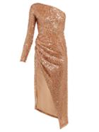 Matchesfashion.com Galvan - Mamounia Sequin Embroidered One Shoulder Dress - Womens - Copper