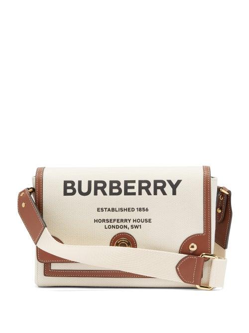Matchesfashion.com Burberry - Note Horseferry-print Canvas And Leather Bag - Womens - Ivory Multi