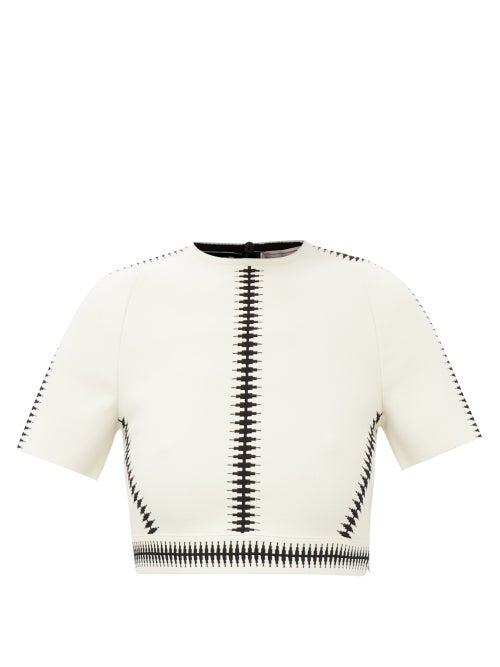 Alexander Mcqueen - Spine-jacquard Knitted Cropped Top - Womens - Ivory