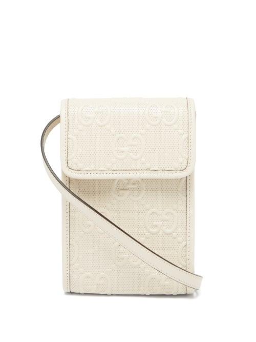 Matchesfashion.com Gucci - Gg-embossed Leather Cross-body Bag - Mens - White