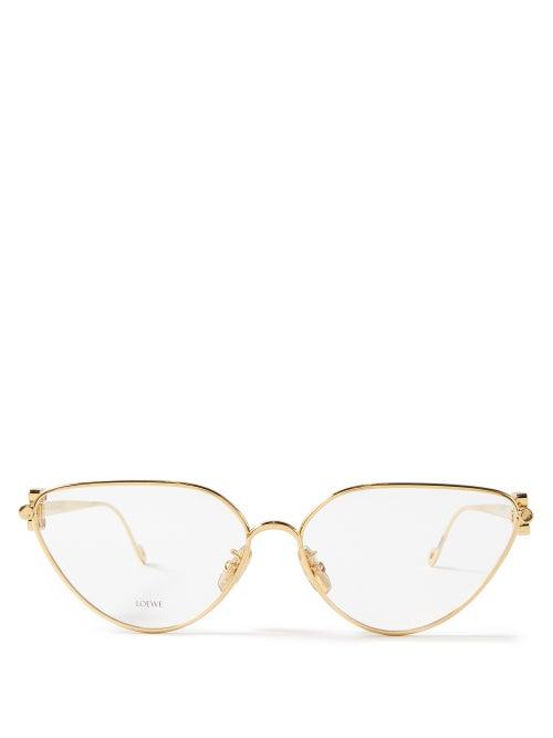 Loewe - Cat-eye Metal Glasses - Womens - Gold