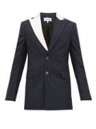 Matchesfashion.com Loewe - Contrast Lapel Pinstriped Wool Jacket - Mens - Navy White