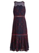 Jonathan Simkhai Sleeveless Fluted-hem Embroidered Lace Dress