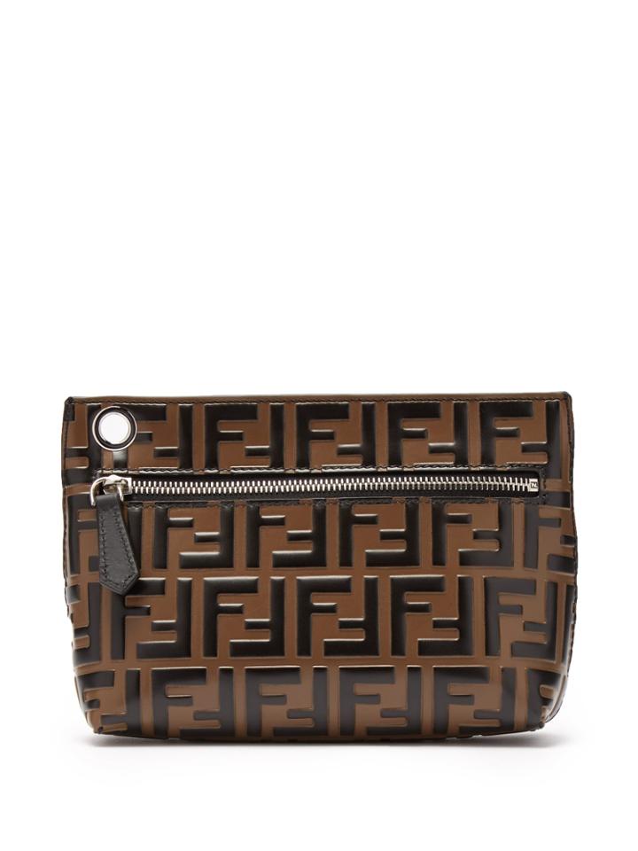 Fendi Ff-embossed Leather Pouch