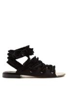 Matchesfashion.com Altuzarra - Wraparound Frayed Tie Cotton Espadrilles - Womens - Black