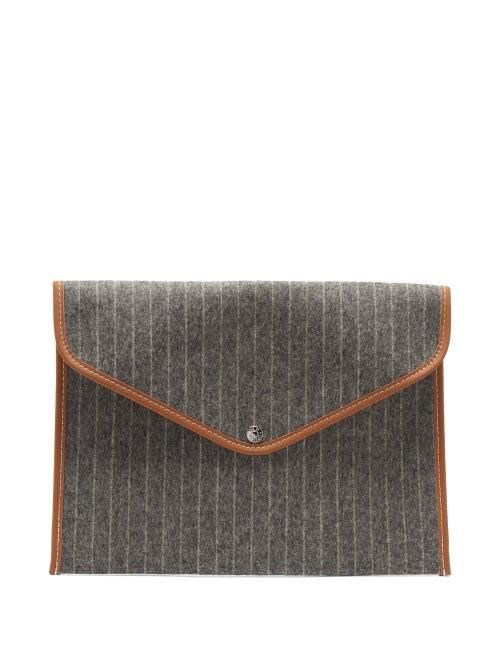 Matchesfashion.com Rue De Verneuil - Envelope Pinstriped Wool-blend Clutch - Womens - Grey Multi