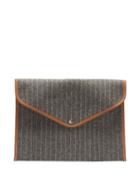 Matchesfashion.com Rue De Verneuil - Envelope Pinstriped Wool-blend Clutch - Womens - Grey Multi