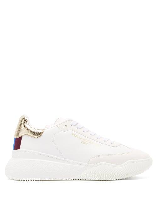 Matchesfashion.com Stella Mccartney - Loop Raised-sole Faux-leather Trainers - Womens - White Gold