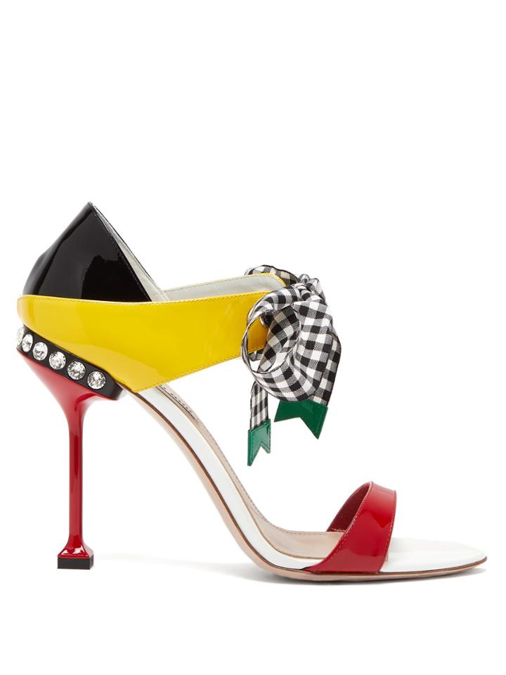 Miu Miu Contrast-panel Patent-leather Sandals