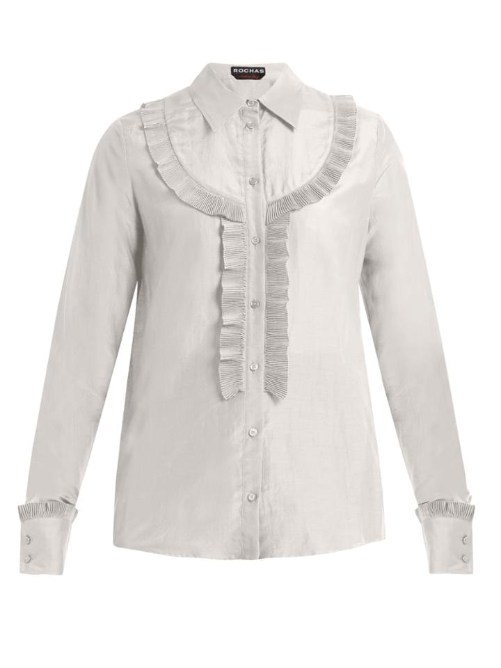 Rochas Pleated-bib Silk-crepe Shirt