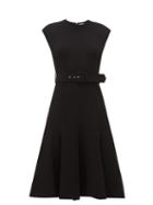 Matchesfashion.com Emilia Wickstead - Danni Belted Wool Crepe Dress - Womens - Black