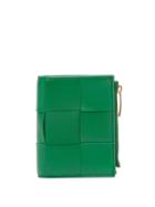 Matchesfashion.com Bottega Veneta - Intrecciato Leather Zipped Wallet - Womens - Green