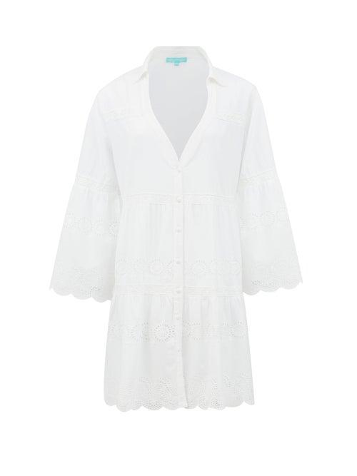 Matchesfashion.com Melissa Odabash - Becky Broderie-anglaise Cotton Shirt Dress - Womens - White