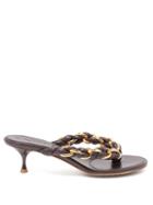 Matchesfashion.com Bottega Veneta - Nappa Lagoon Chain And Leather Sandals - Womens - Dark Brown