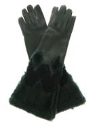 Burberry Prorsum Zoe Leather And Shearling Gloves