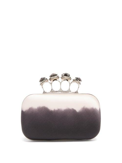 Matchesfashion.com Alexander Mcqueen - Four Ring Tie-dye Satin Box Clutch - Womens - Black Pink
