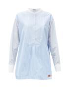 Matchesfashion.com Loewe - Striped Stand-collar Cotton-poplin Tunic - Womens - White Multi