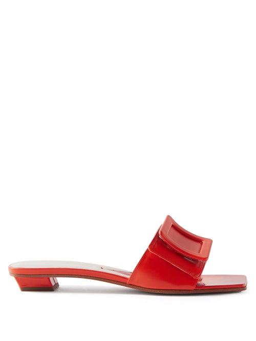 Roger Vivier - Nagoya Square-toe Leather Mules - Womens - Red