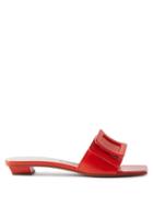 Roger Vivier - Nagoya Square-toe Leather Mules - Womens - Red