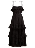 Matchesfashion.com Zimmermann - Juniper Pintuck Pleated Cotton Dress - Womens - Black