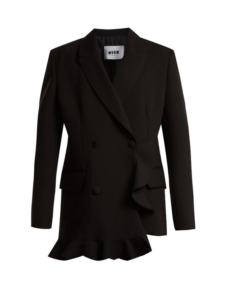 Msgm Ruffle Double-breasted Crepe Jacket