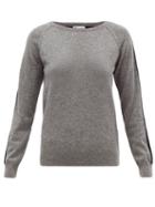 Matchesfashion.com Johnston's Of Elgin - Lola Striped-sleeve Cashmere Sweater - Womens - Grey Multi