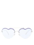 Matchesfashion.com Miu Miu - Noir Heart Shaped Metal Sunglasses - Womens - Blue