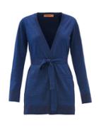 Matchesfashion.com Missoni - Sash-waist Glitter Wool-blend Cardigan - Womens - Blue Multi