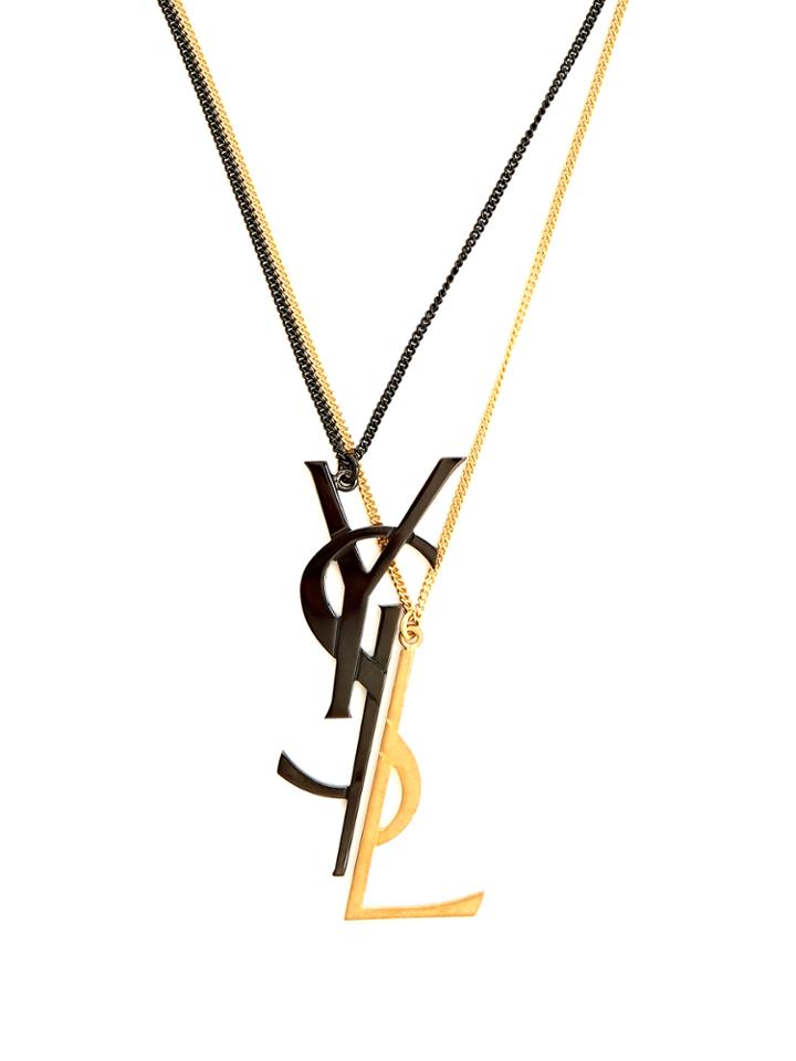 Saint Laurent Deconstructed Monogram Double-chain Necklace
