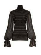 Matchesfashion.com Roksanda - Aril Metallic Striped Georgette Blouse - Womens - Black Gold