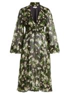 Matchesfashion.com Caroline Constas - Syris Floral Print Silk Chiffon Dress - Womens - Black Print