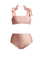 Matchesfashion.com Adriana Degreas - Fiore Solis Bow Embellished Bikini - Womens - Light Pink
