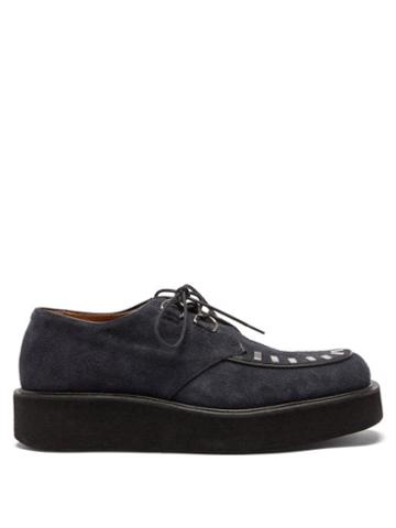 Mens Shoes Marni - Jonny Studded Suede Creeper Shoes - Mens - Navy