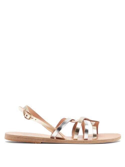 Matchesfashion.com Ancient Greek Sandals - Schinousa Metallic-leather Slingback Sandals - Womens - Silver Gold