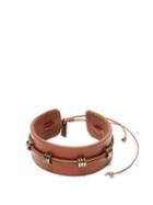 Matchesfashion.com Saint Laurent - Loop Embellished Leather Bracelet - Womens - Brown