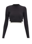 Matchesfashion.com Vaara - Orie Block-stripe Long-sleeve Cropped Top - Womens - Black White