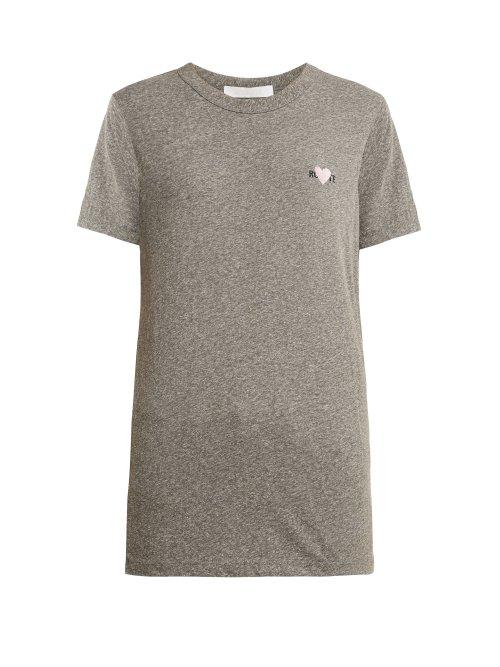 Matchesfashion.com Rodarte - Rohearte Logo Embroidered T Shirt - Womens - Grey