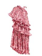 Matchesfashion.com Romance Was Born - Psychedelic Vine Tiered Pliss Satin Midi Dress - Womens - Pink Multi