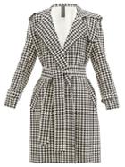 Matchesfashion.com Norma Kamali - Houndstooth-print Belted Trench Coat - Womens - Black/white