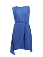 Matchesfashion.com Pleats Please Issey Miyake - Asymmetric Pleated Dress - Womens - Blue