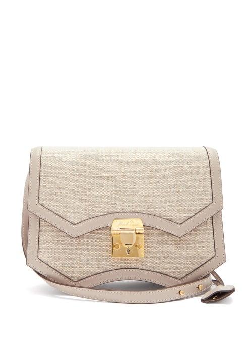 Matchesfashion.com Mark Cross - Madeline Linen And Leather Cross-body Bag - Womens - Grey