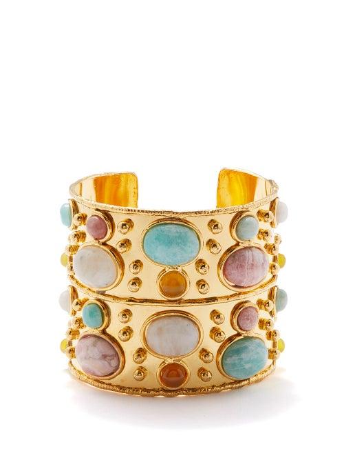 Sylvia Toledano - Byzantine Amazonite And Yellow Onyx Cuff - Womens - Gold Multi