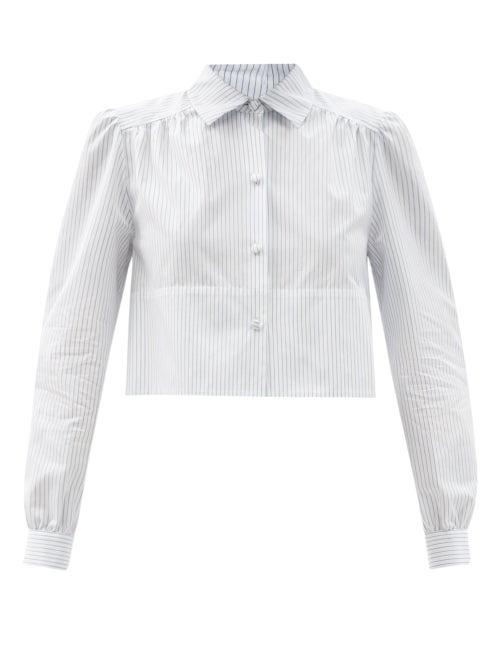Ladies Rtw Julie De Libran - Pinstripe Cotton-charvet Jacket - Womens - Blue Stripe