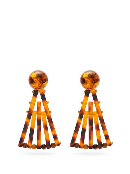 Matchesfashion.com Cult Gaia - Fan Tortoiseshell Effect Drop Earrings - Womens - Brown